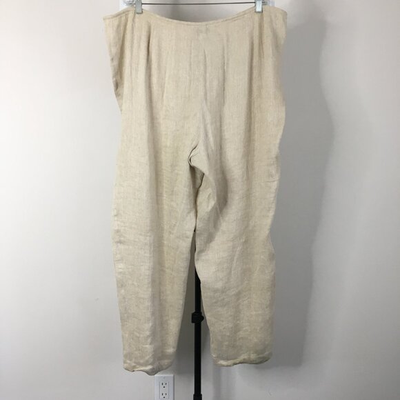 EILEEN FISHER Beige Italian Linen Cotton Blend Textured Pant - Picture 6 of 16